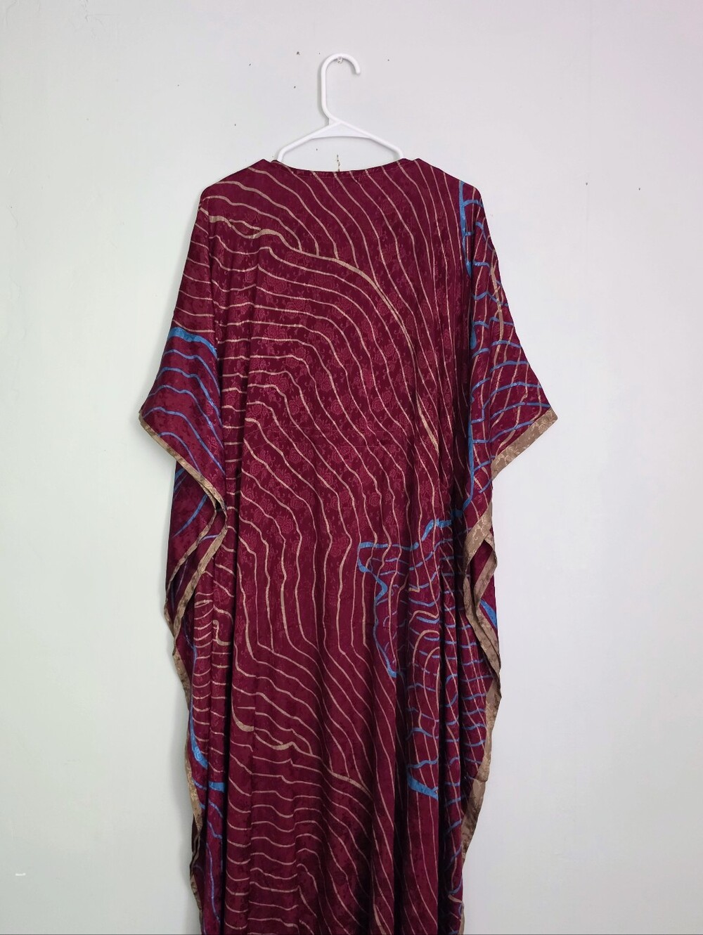 EARTHBOUND Silk Boho Maroon Patterned Kaftan - Picture 6 of 9